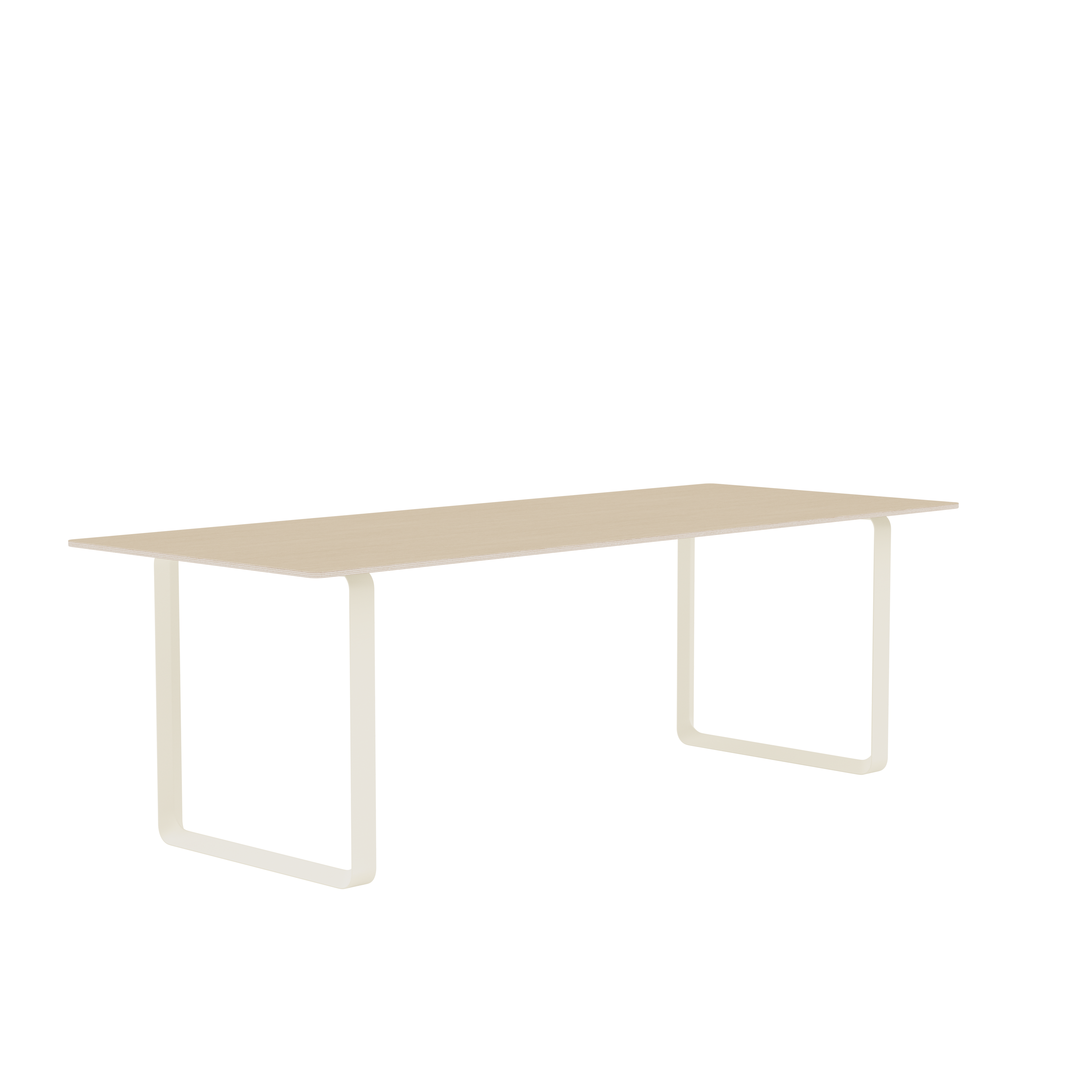 Eettafel 70/70 van eikenhout met zandkleurige basis