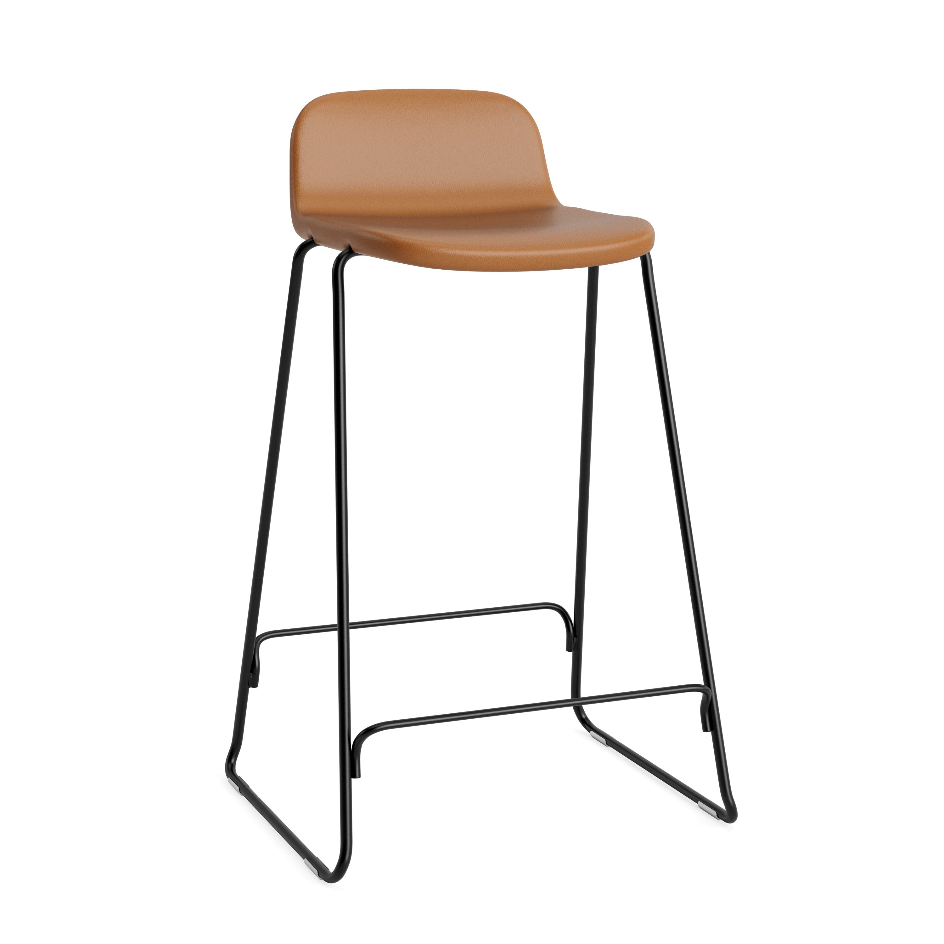 Gestoffeerde barkruk met rugleuning JUST met zwarte basis