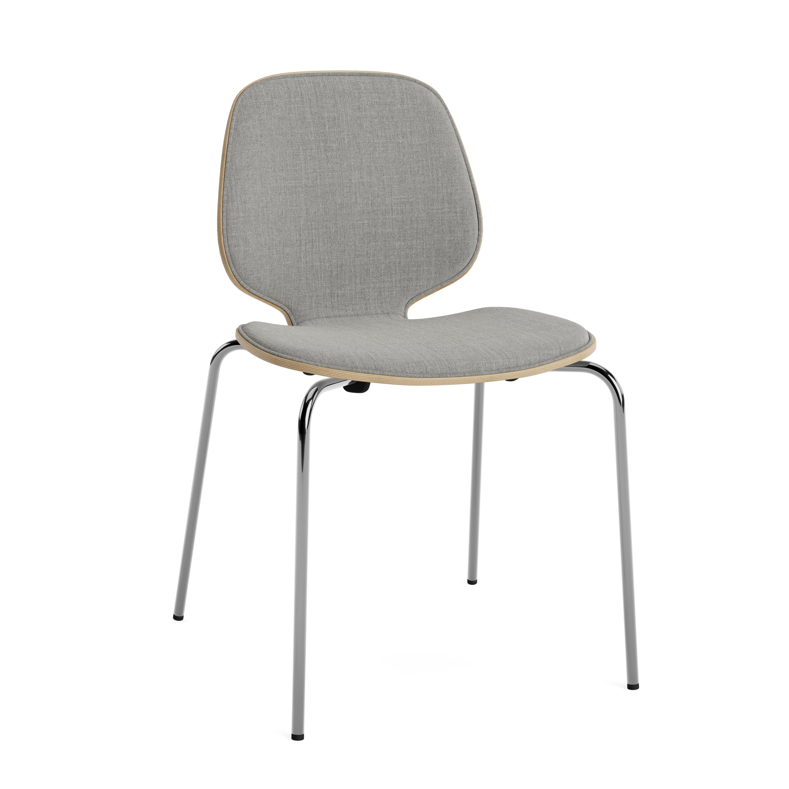 Polsterer Stuhl mein Eichenfurnier mit einer Chrombasis