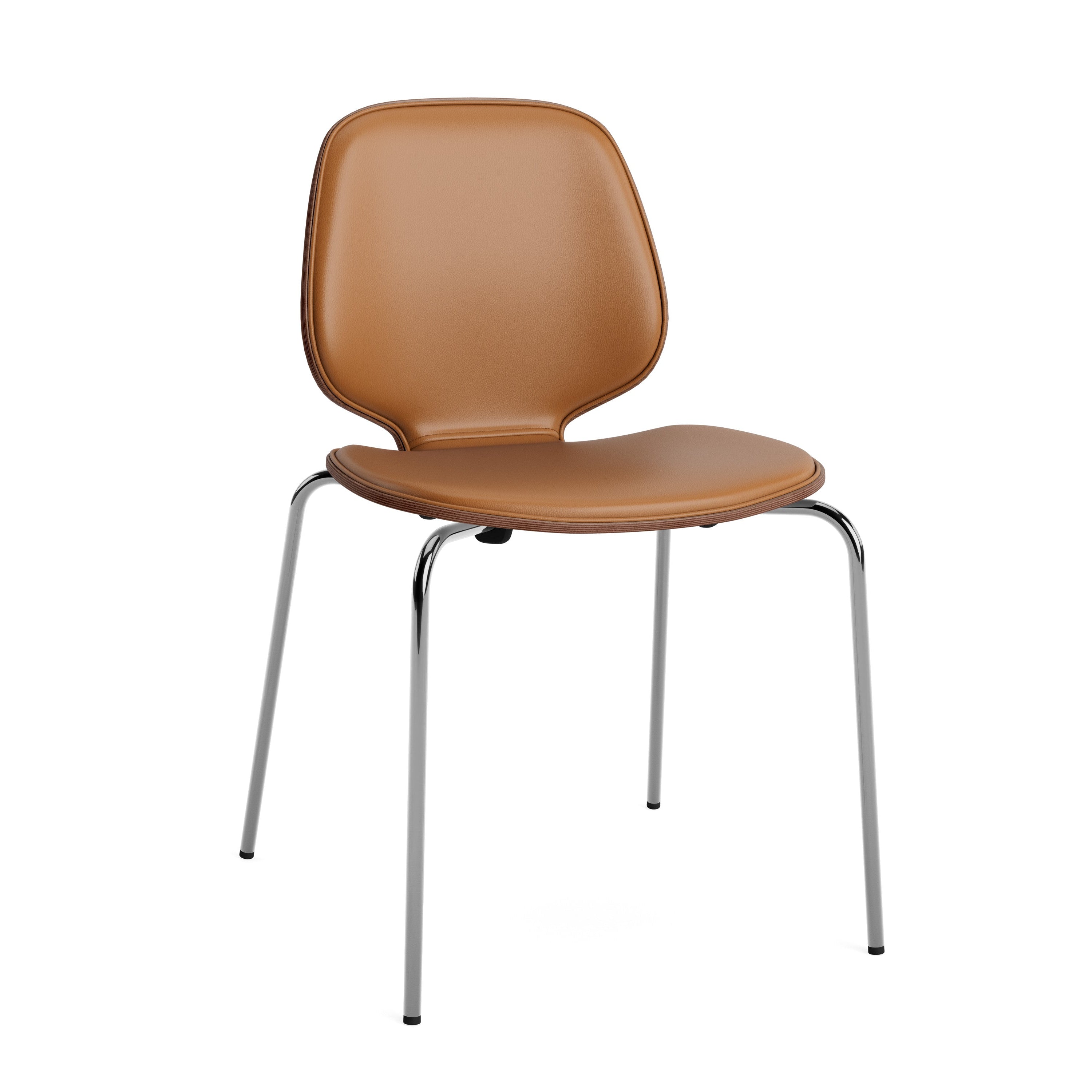 Polsterer Stuhl mein Nussfurnier mit einer Chrombasis