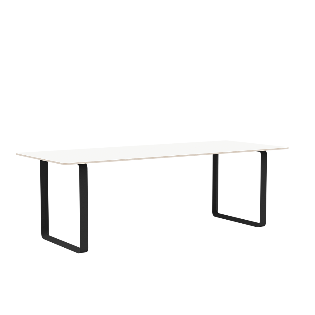 Witte tafel 70/70 met zwarte basis