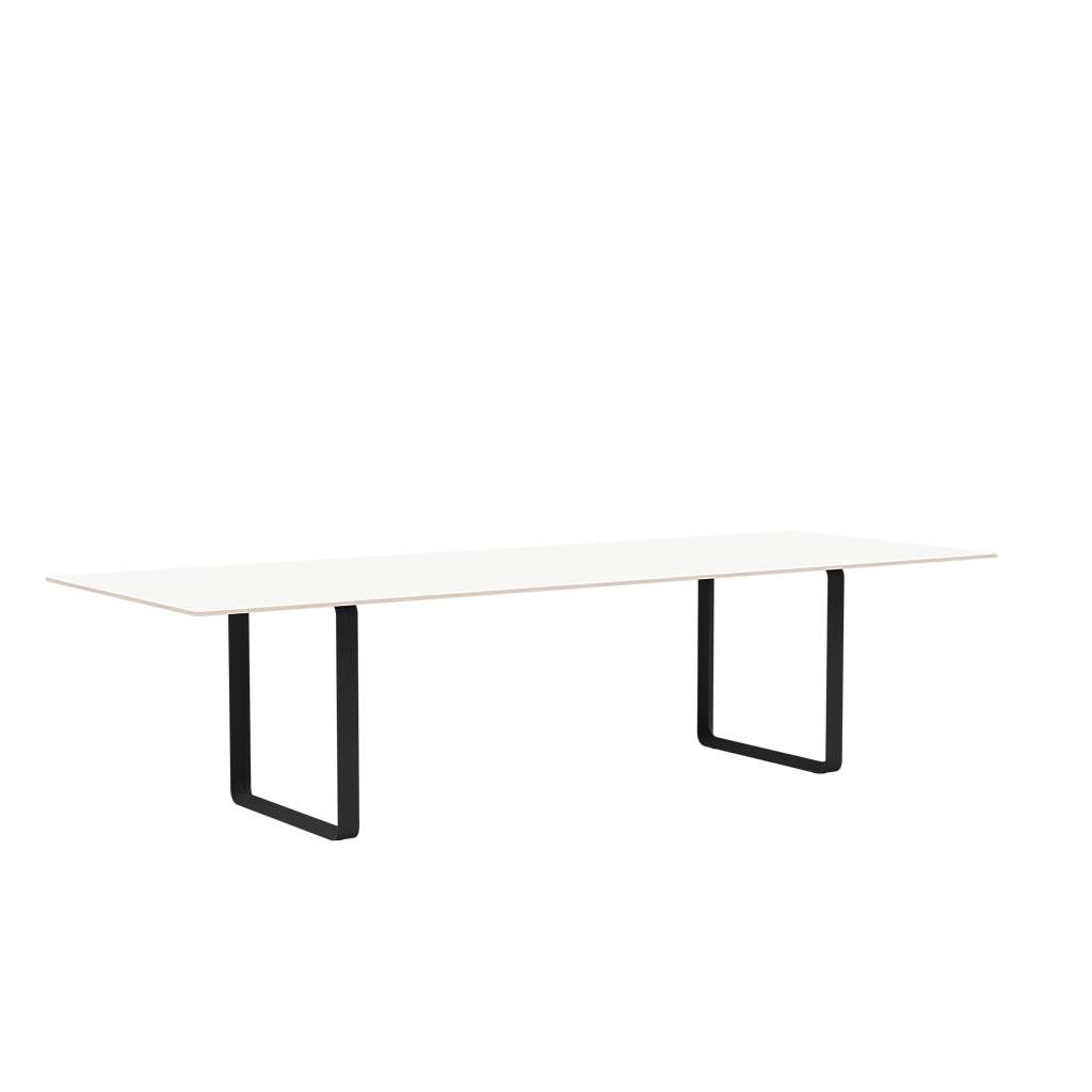 Witte tafel 70/70 met zwarte basis