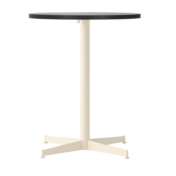 Ronde café tafel NOOK zwart eikenfineer met een crèmekleurige basis