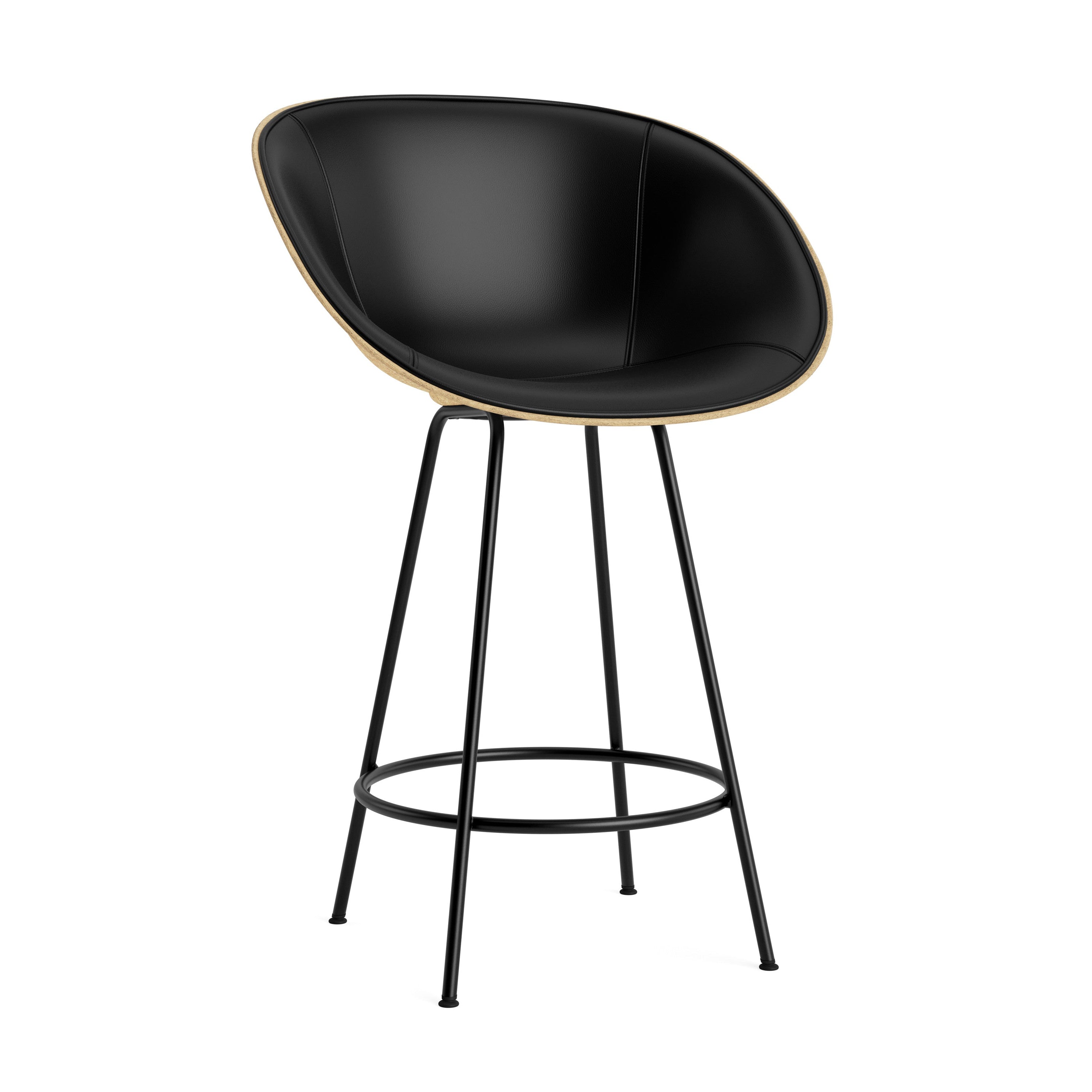 Sessel gepolsterte Bar Stuhl Sessel Beige mit einer schwarzen Basis