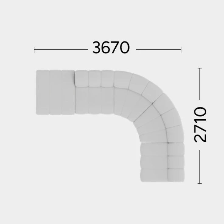 Narożnik prawostronny NONU Rosanero 367x271 cm otwarty Grupa 0 Nie Eye on Design