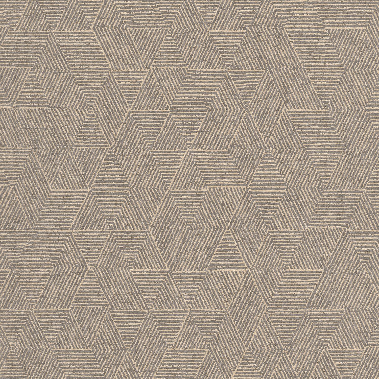 Tapete mit geometrischem Muster JOSEF - GRIS CENDRE grau mit Gold