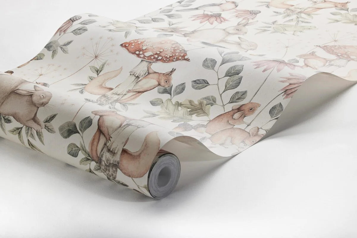 MINOU Beige Animal-Themed Children's Wallpaper