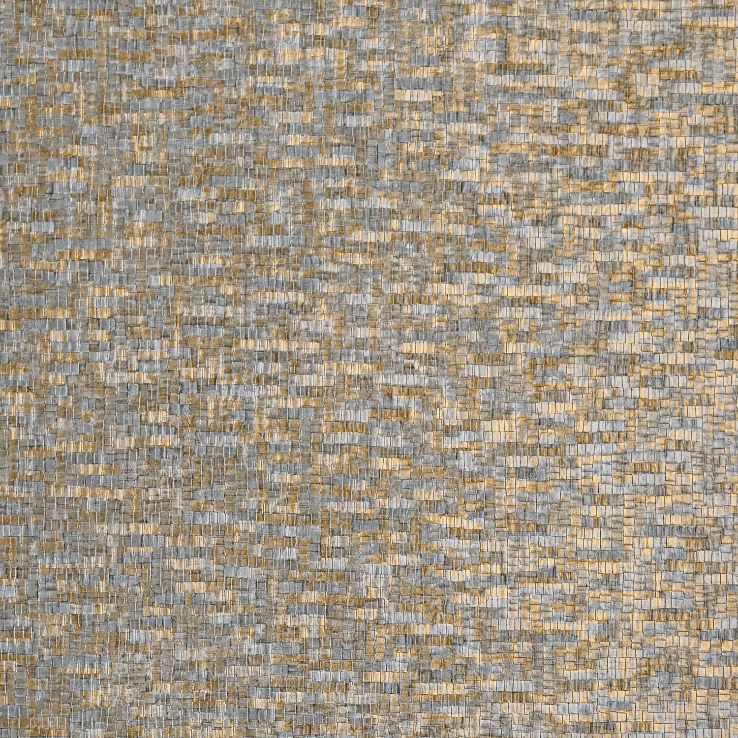 Structural wallpaper mimicking mosaic TESSELA - ACIER gray with gold