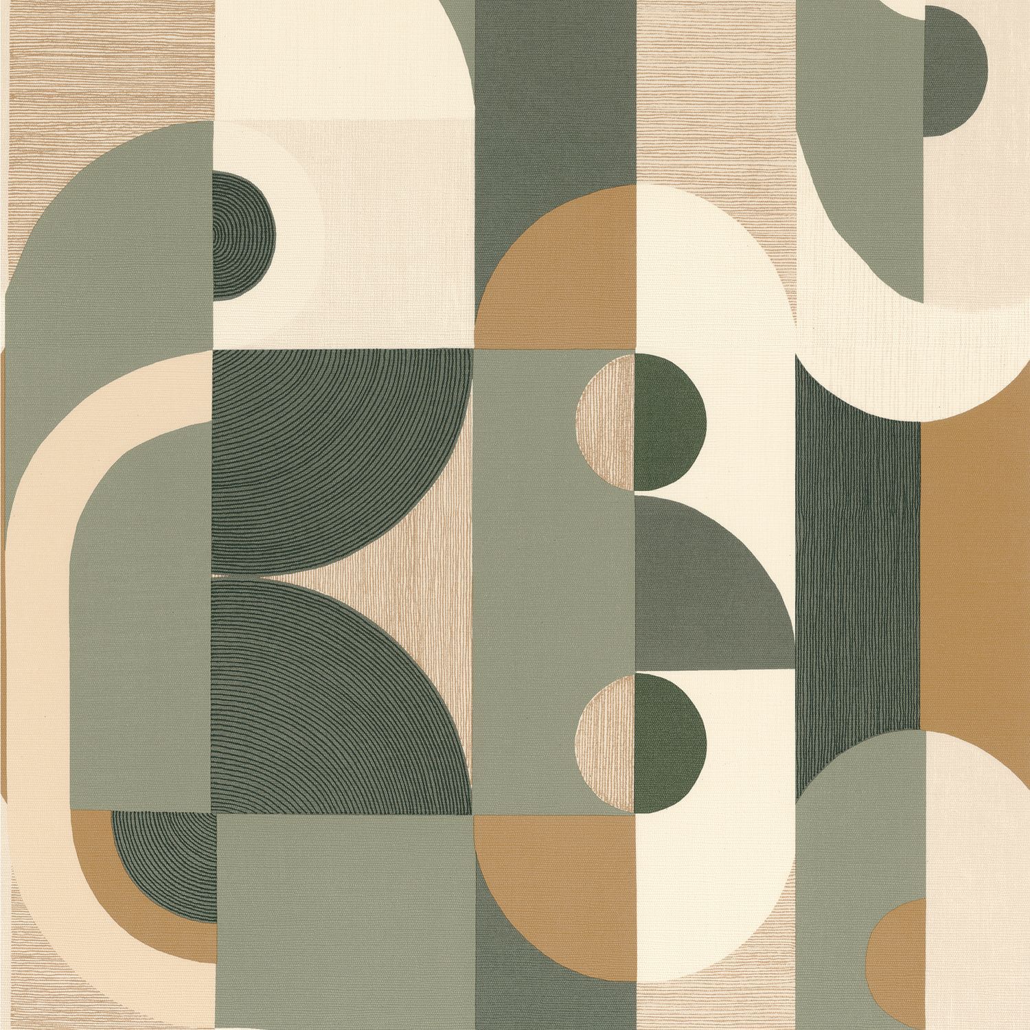 Geometrisch patroonstructuurtapijt VASSILY groen met beige