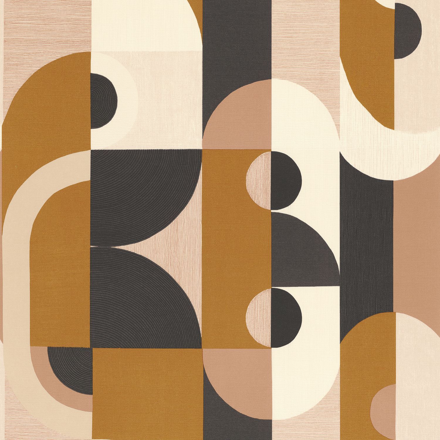 Structuurtapijt met geometrisch motief VASSILY zwart met goud