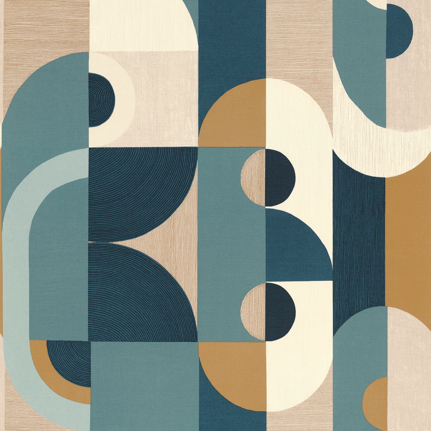 VASSILY Blue and Beige Geometric Patterned Structural Wallpaper