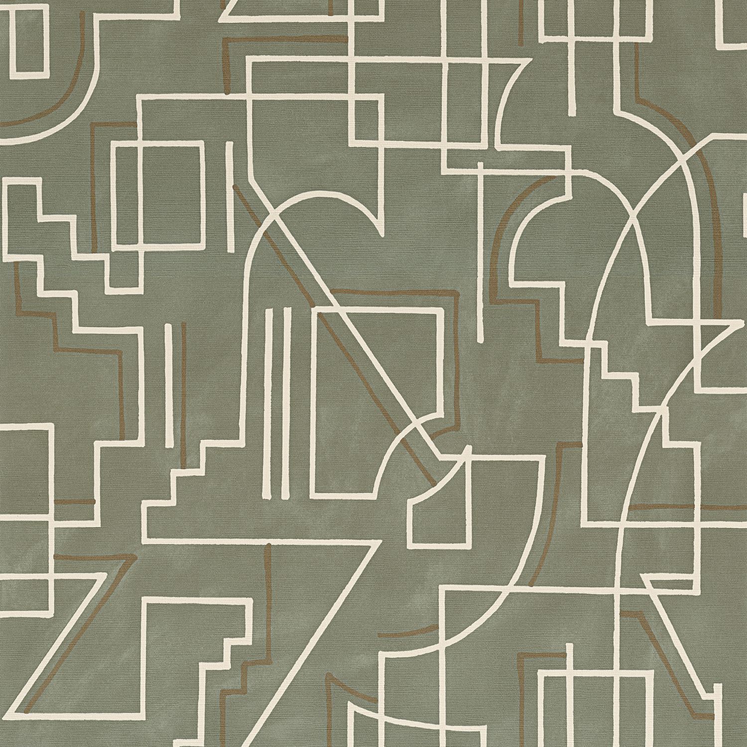 Structural wallpaper with a geometric pattern ALEXANDER - ARGILE green
