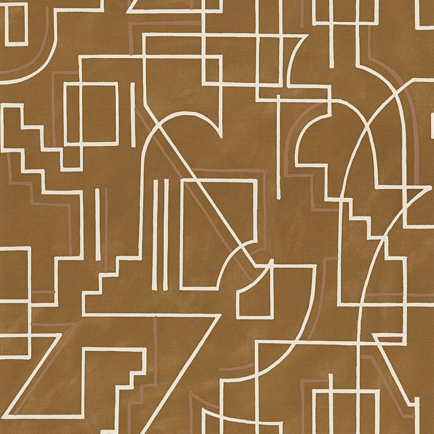 Structural wallpaper with a geometric pattern ALEXANDER - CAMEL brown