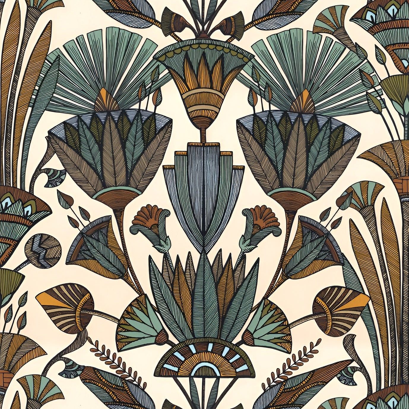 Wandtapijt met plantenmotief DENDERAH - BLANC/MULTICO wit met groen