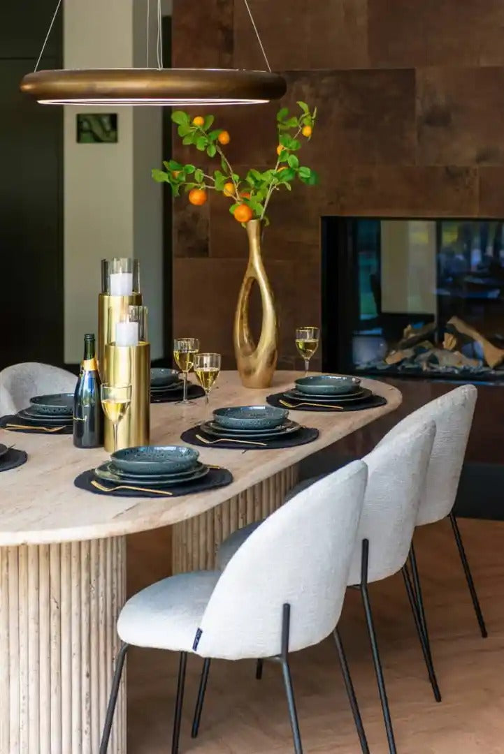 Tafel LA CANTERA bruin met travertijn