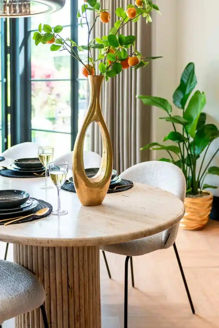 Tafel LA CANTERA bruin met travertijn