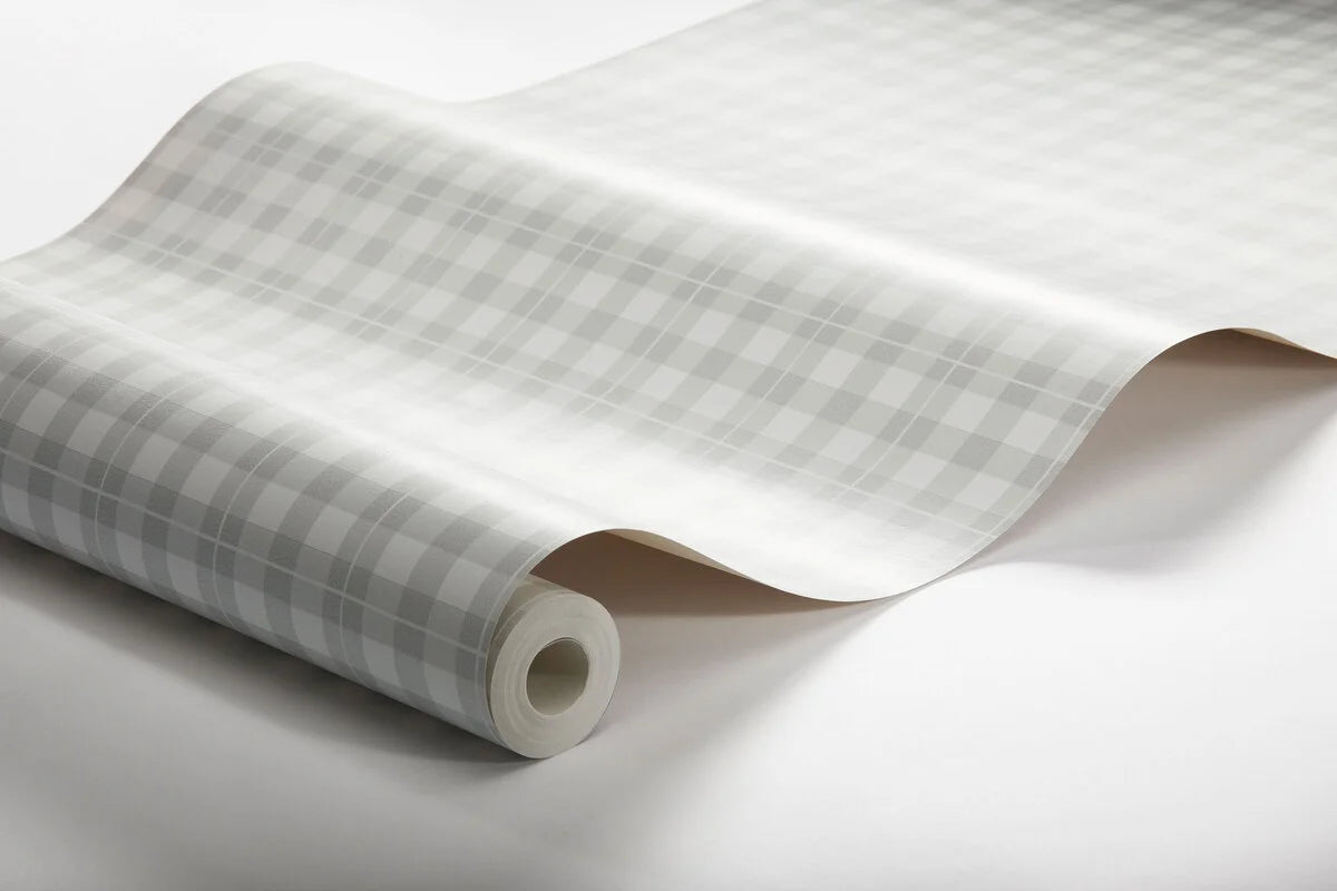 Geometrisch patroon behang in ruit FRIDA grijs met wit