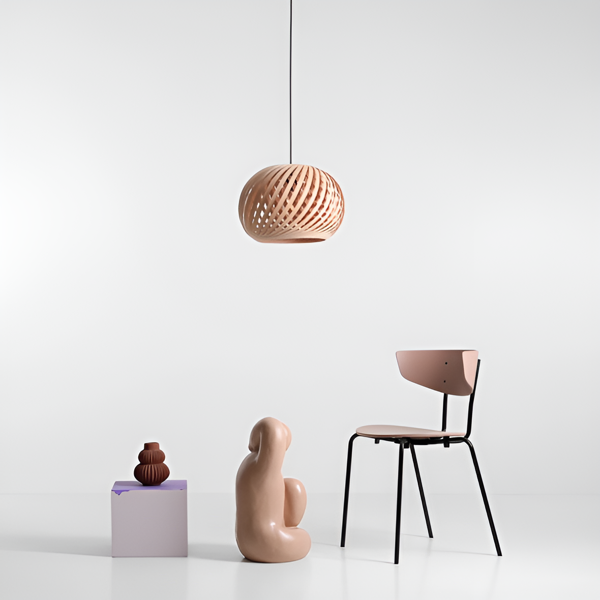 Nature cross hanging lamp wood