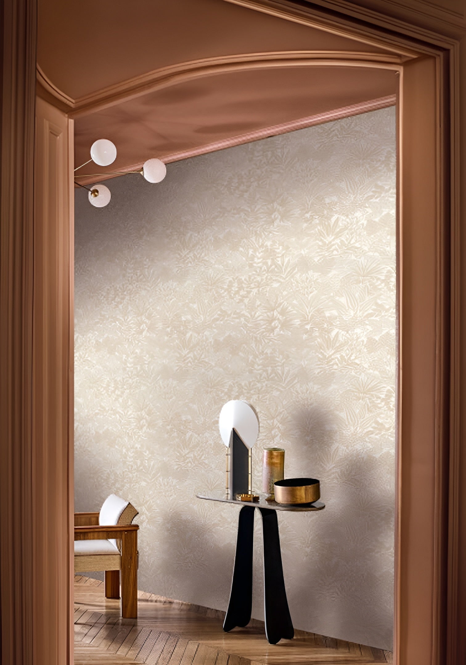 Wandtapijt met plantenmotief DOUM - WIT/GOUDE wit met goud