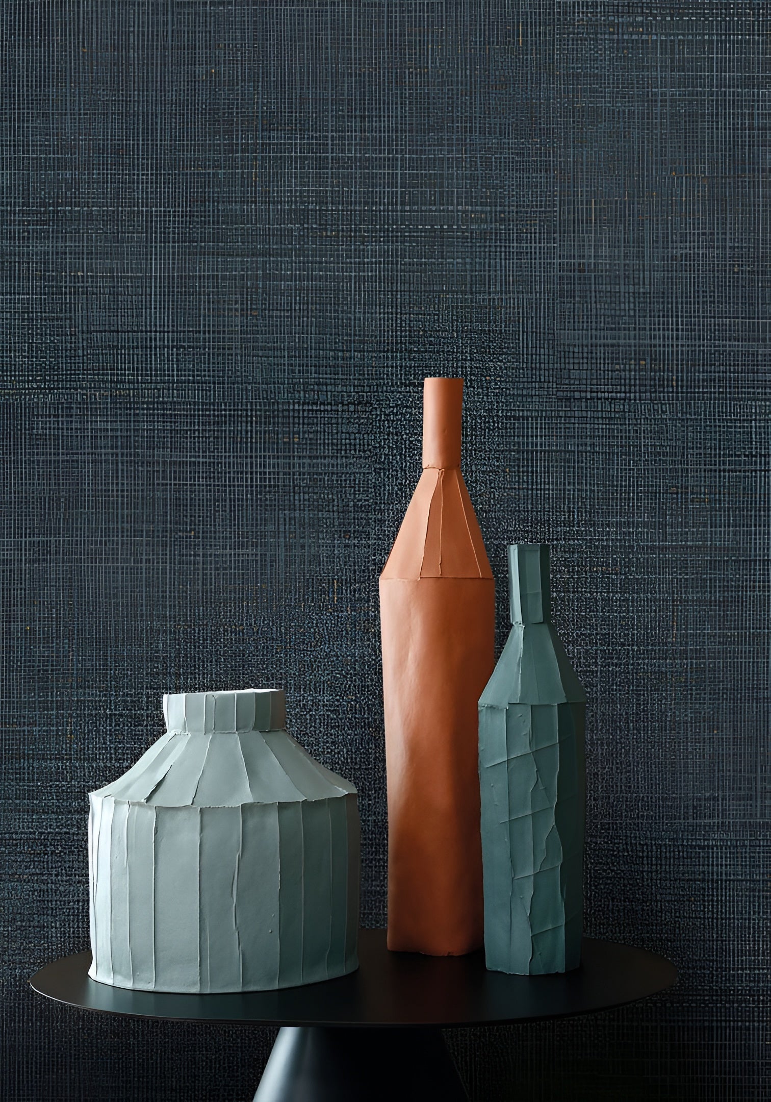 Strukturierte Tapete, die Leinwand imitiert CARIOCA - PÉTROLE marineblau