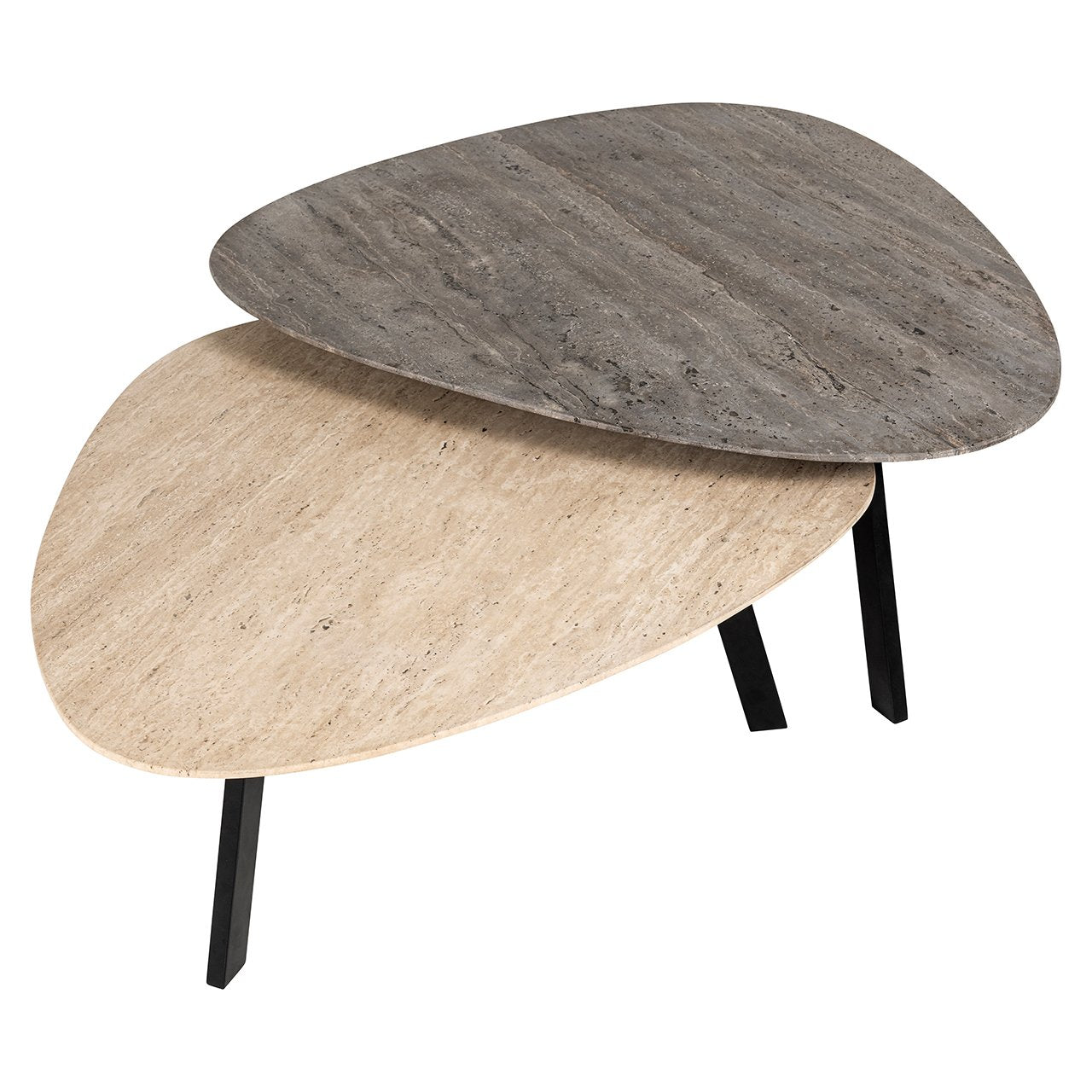 Zestaw stolików kawowych SPENCER marmur i trawertyn