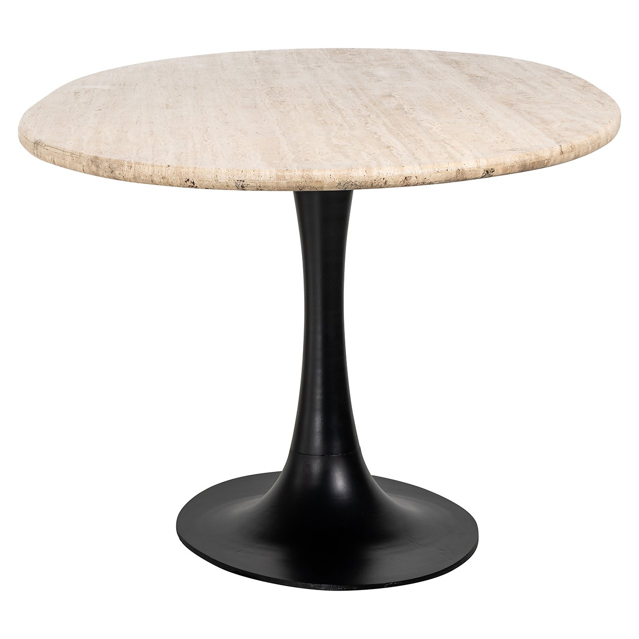 HAMPTON oval table travertine with black base