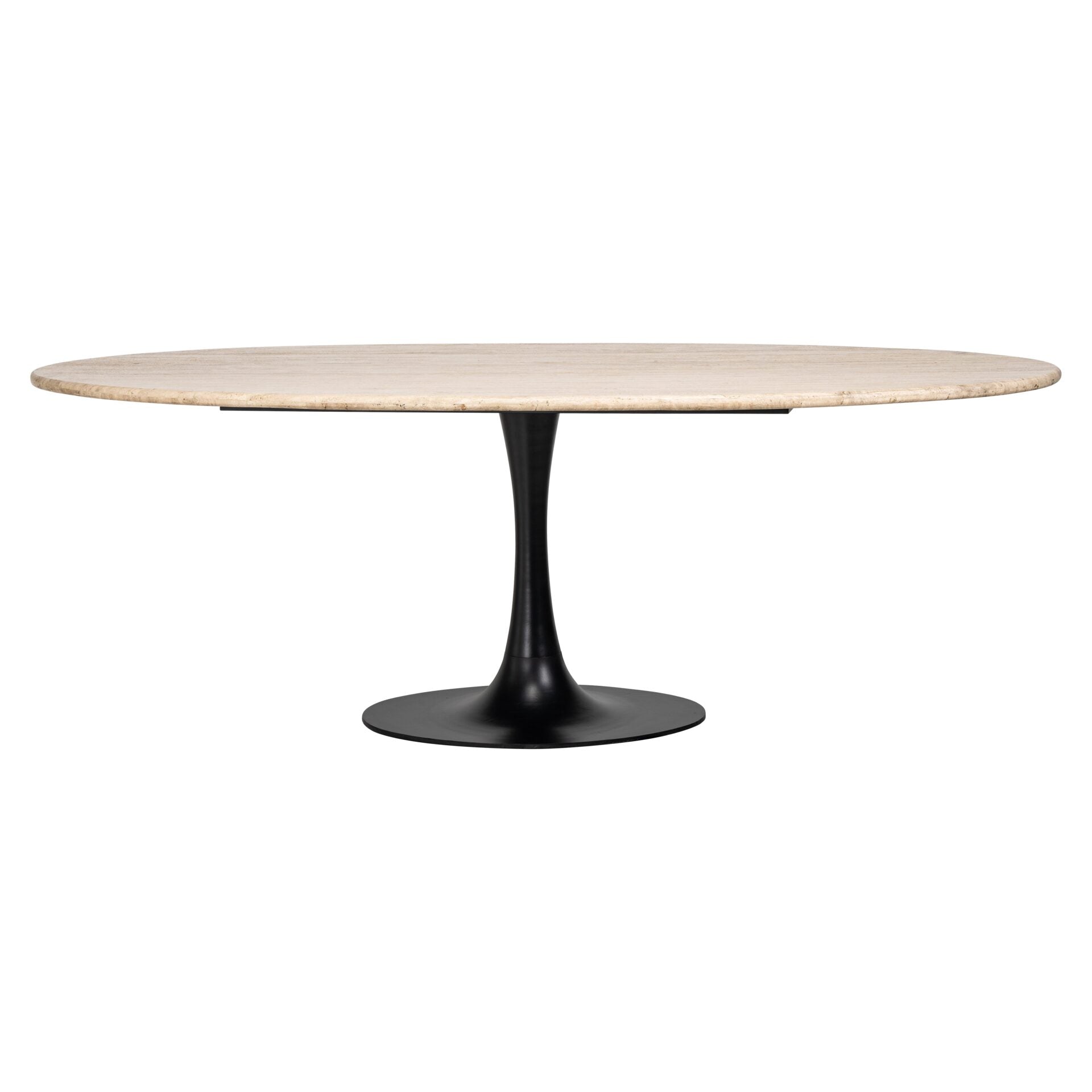 HAMPTON oval table travertine with black base