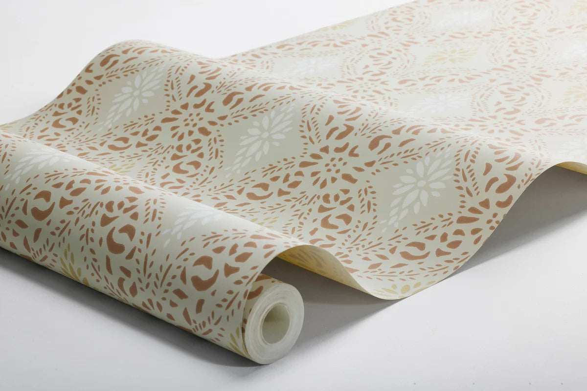 Vlies-Tapete mit geometrischem Muster KVARNHOLMEN beige mit Terrakotta