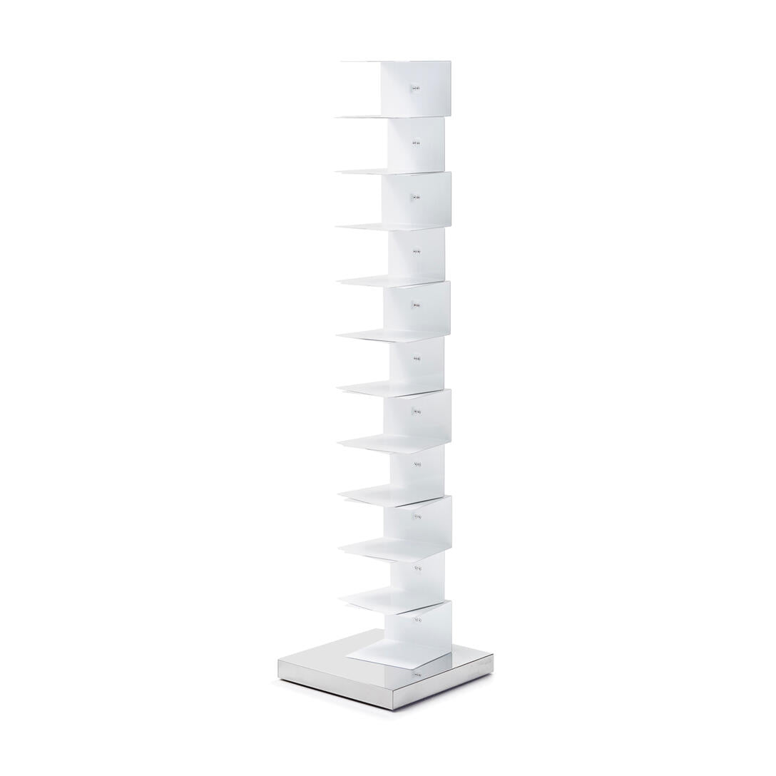 PTOLOMEO ART white shelf with a steel base