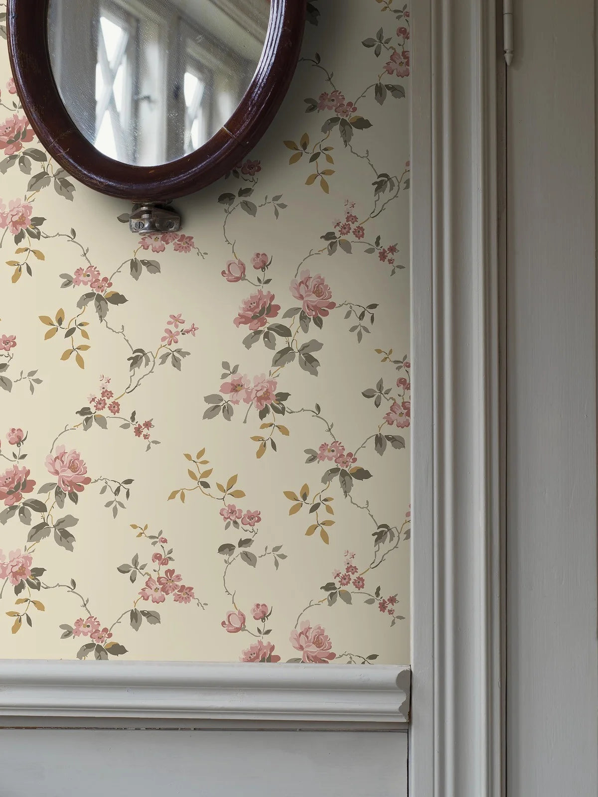 VÄRMDÖ beige mit rosa pflanzlichem Muster Vlies-Tapete
