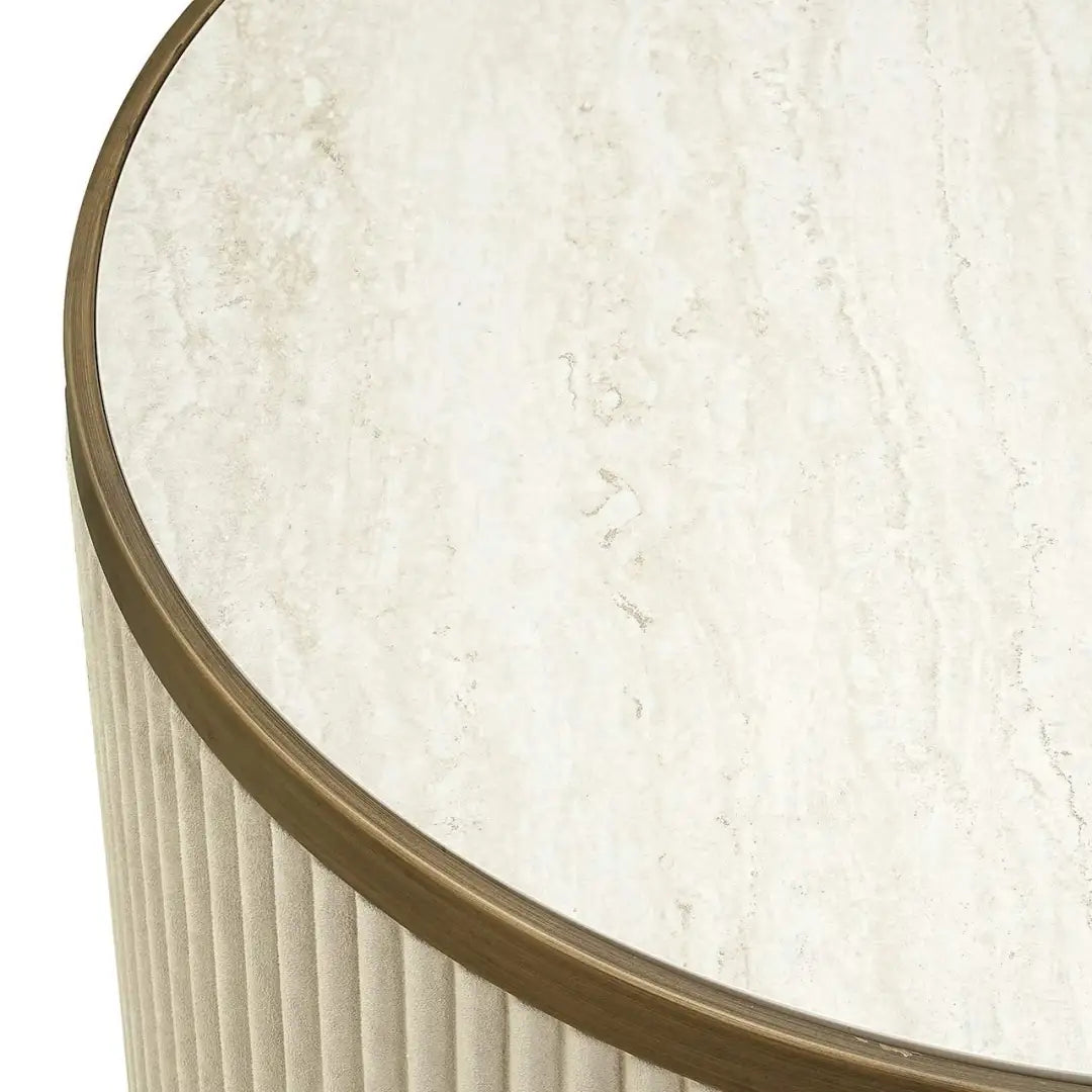 Zestaw stolików kawowych TIVOLI biały z mosiężnym wykończeniem