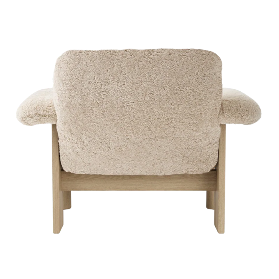 Fauteuil BRASILIA schapenleer met eiken basis