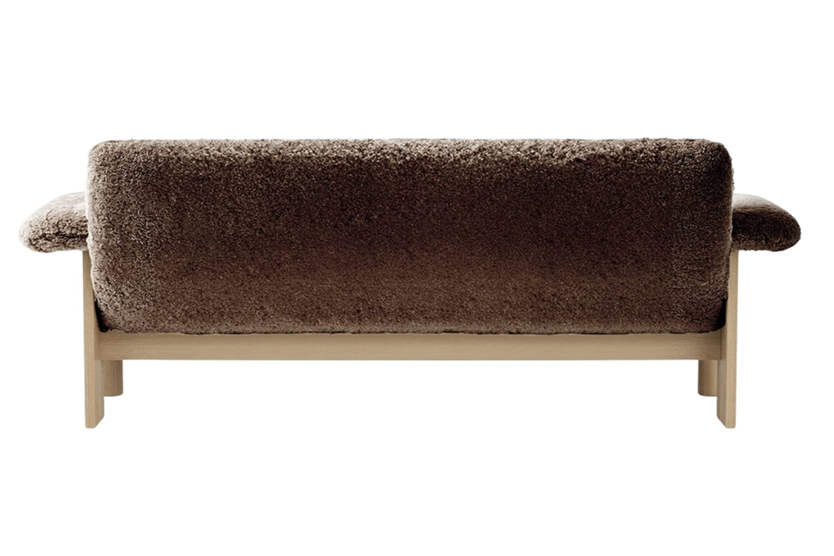 BRASILIA Sofa brown sheepskin with oak base