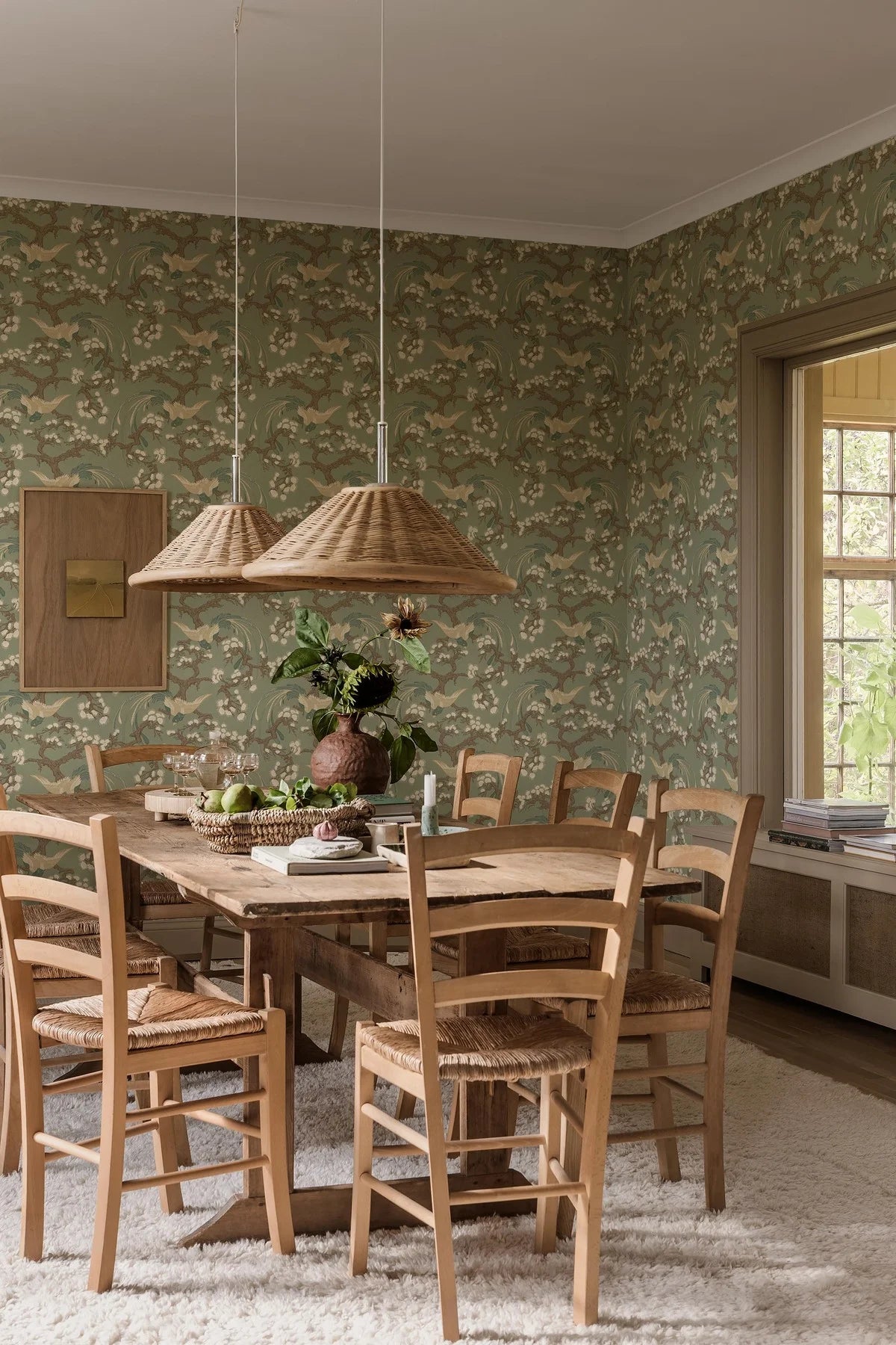 FENIX groene wandbekleding met planten- en dierenmotief