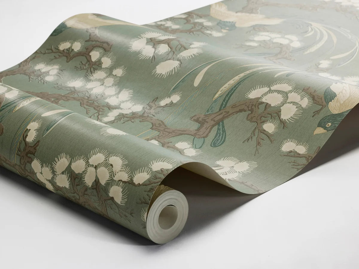 FENIX groene wandbekleding met planten- en dierenmotief