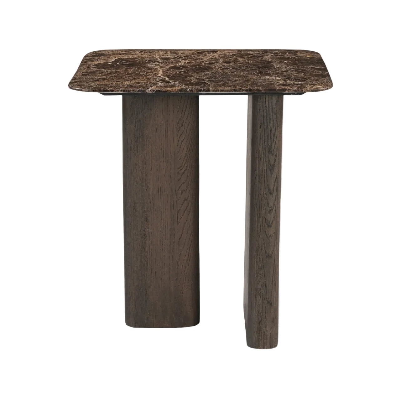 Zijtafel CASTELLO van eikenhout met een marmeren blad