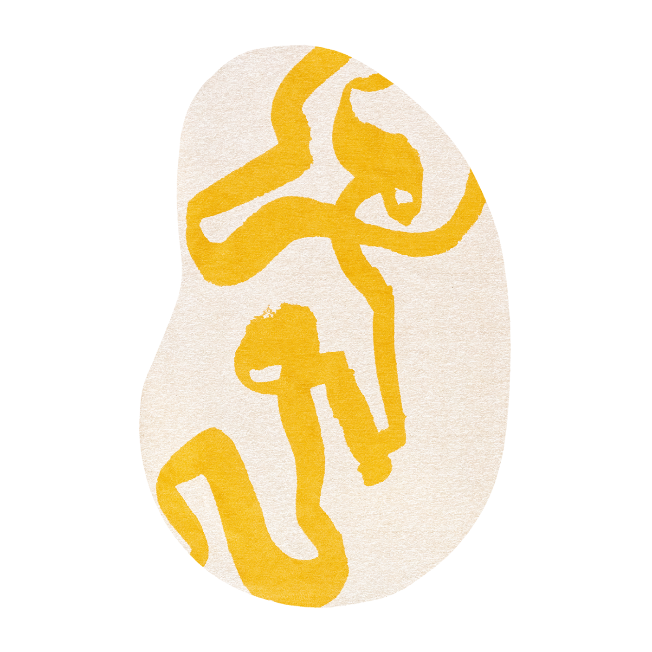 Witte ovale RIBBON tapijt met geel