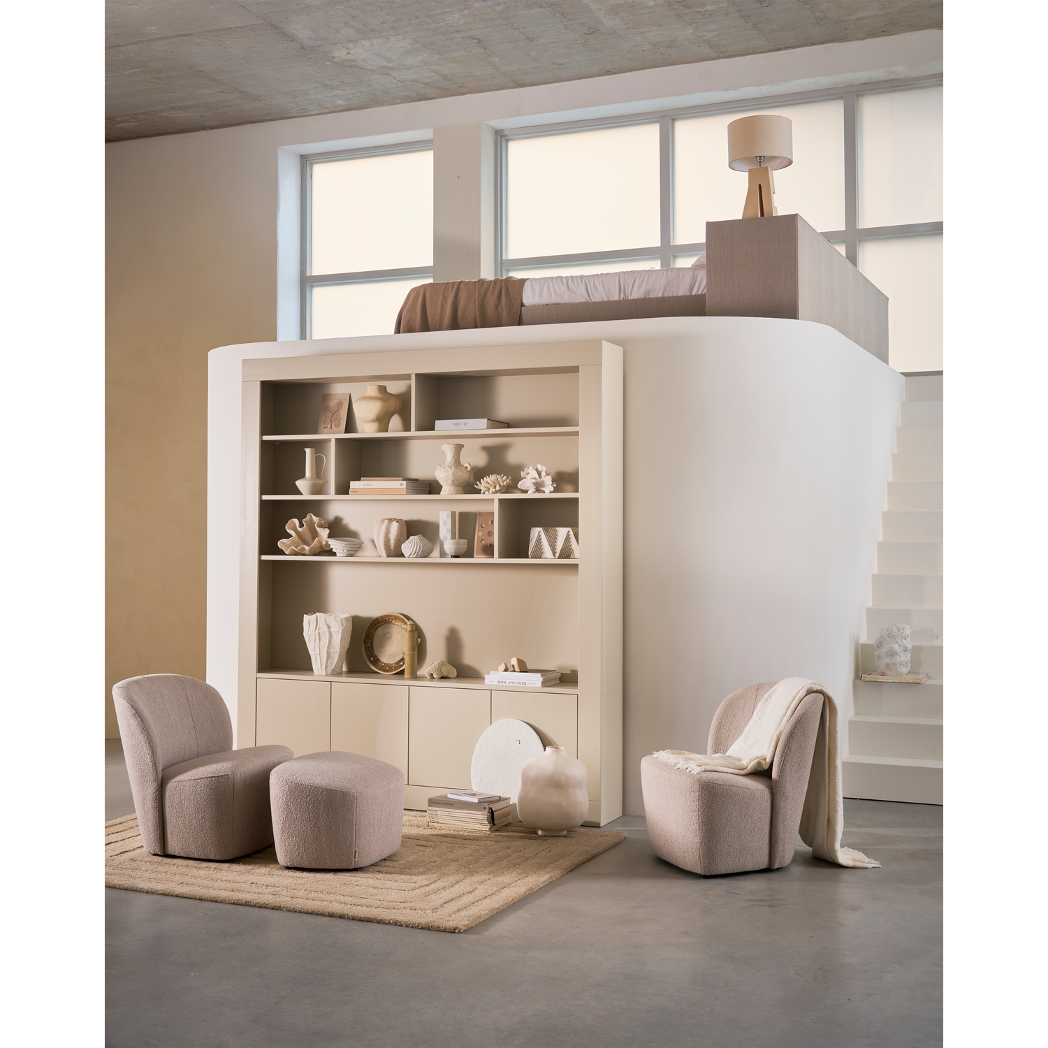 LOFTY Armchair in Dark Gray Boucle