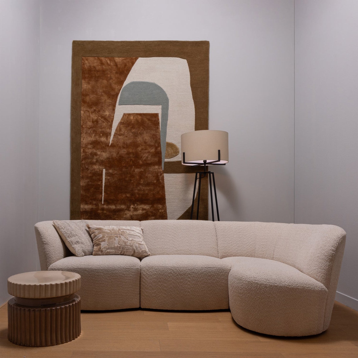 Rechthoekige bank COCO crèmekleurige boucle