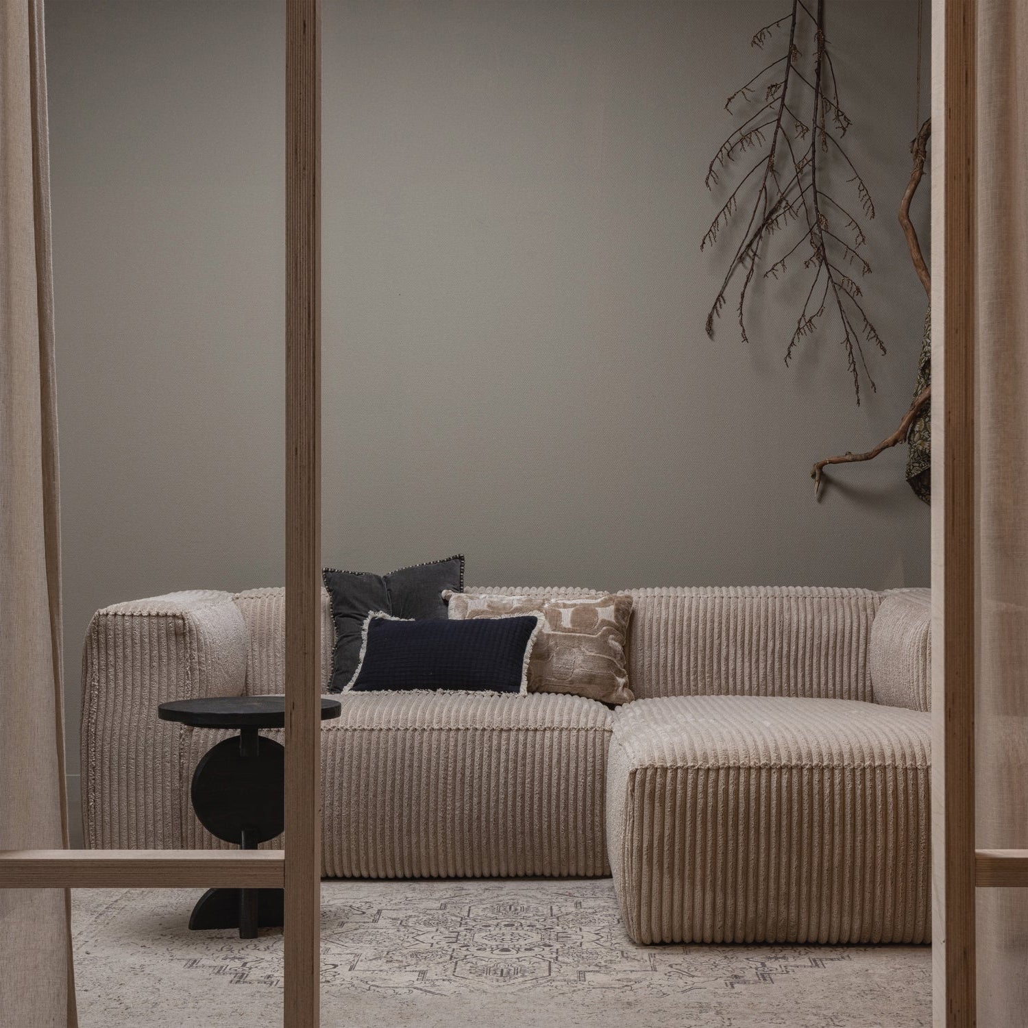 Right -sided corner Bean Beige Corduroy