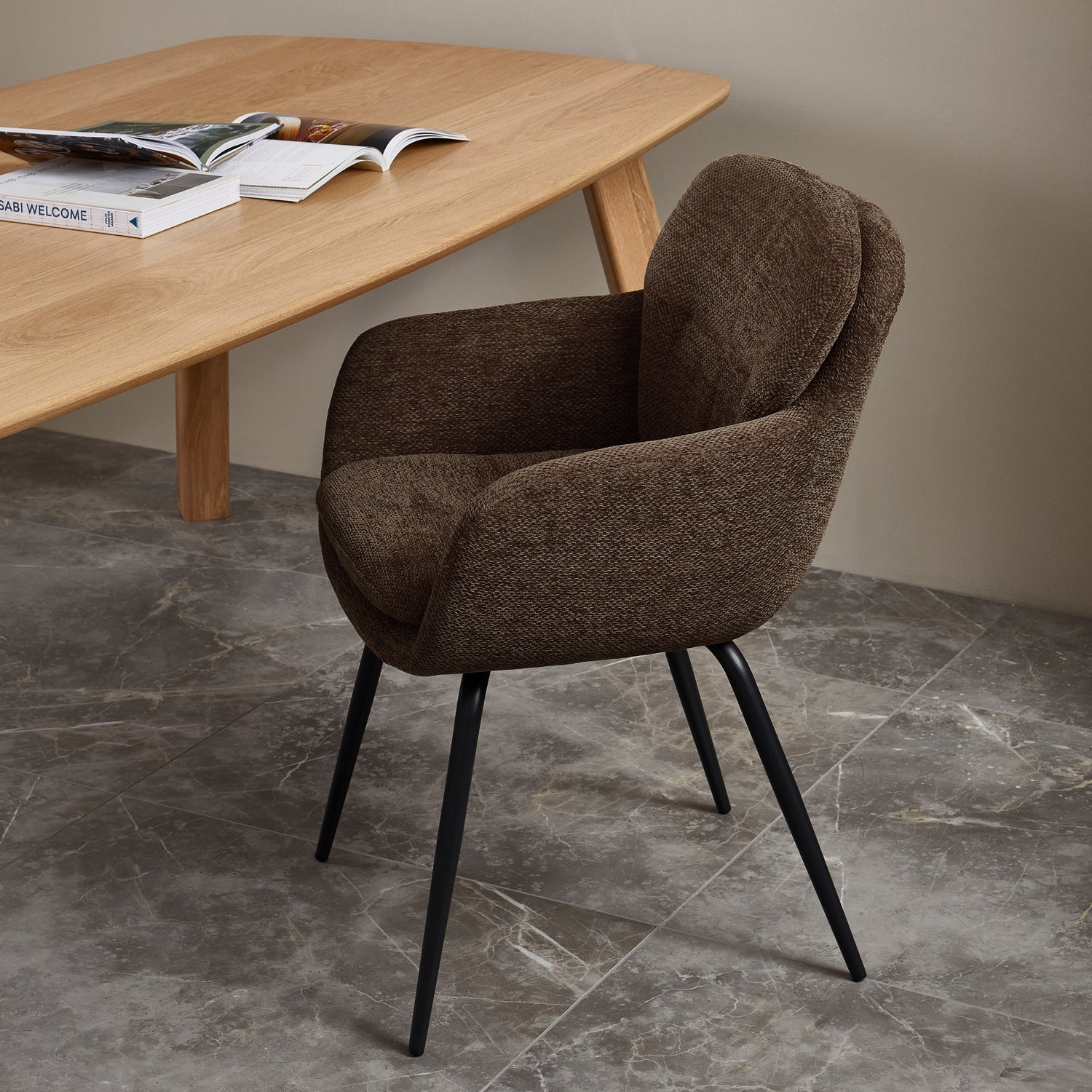 RUNA Chair brown chenille