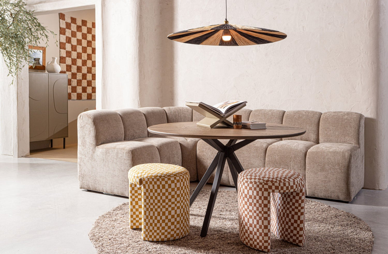 Charlie stool cream with yellow