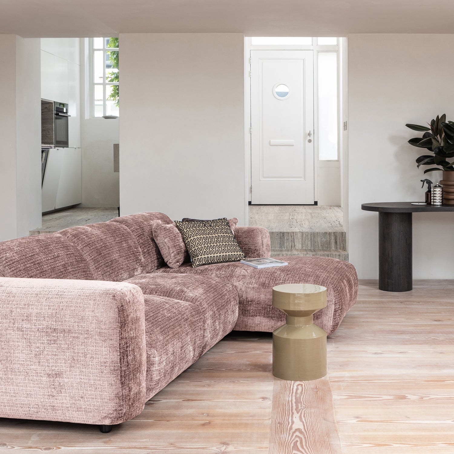 Modularer rechteckiger CLOUD Ecksofa in Rosa