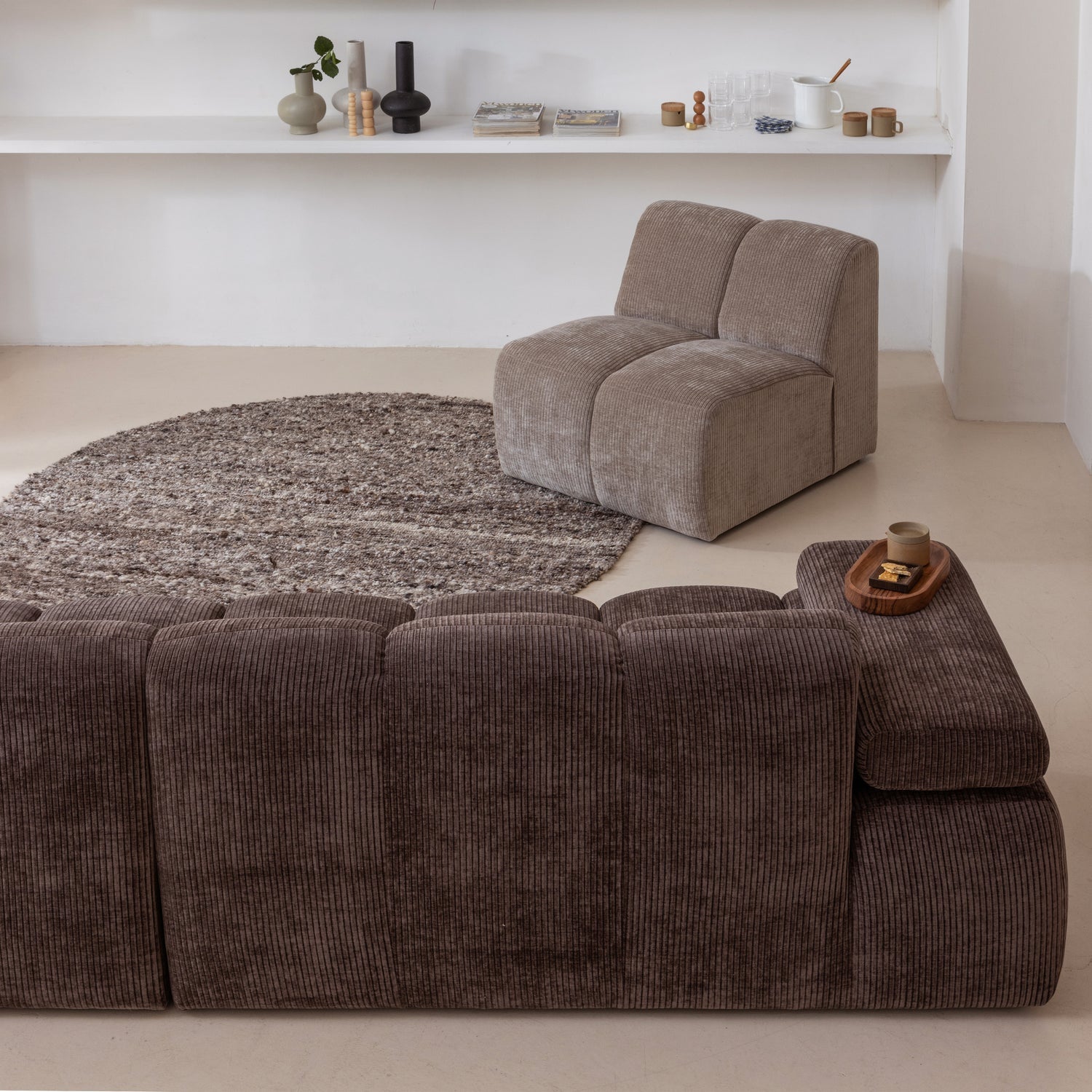 MOJO modular sofa - 1-seater element dark sandy corduroy