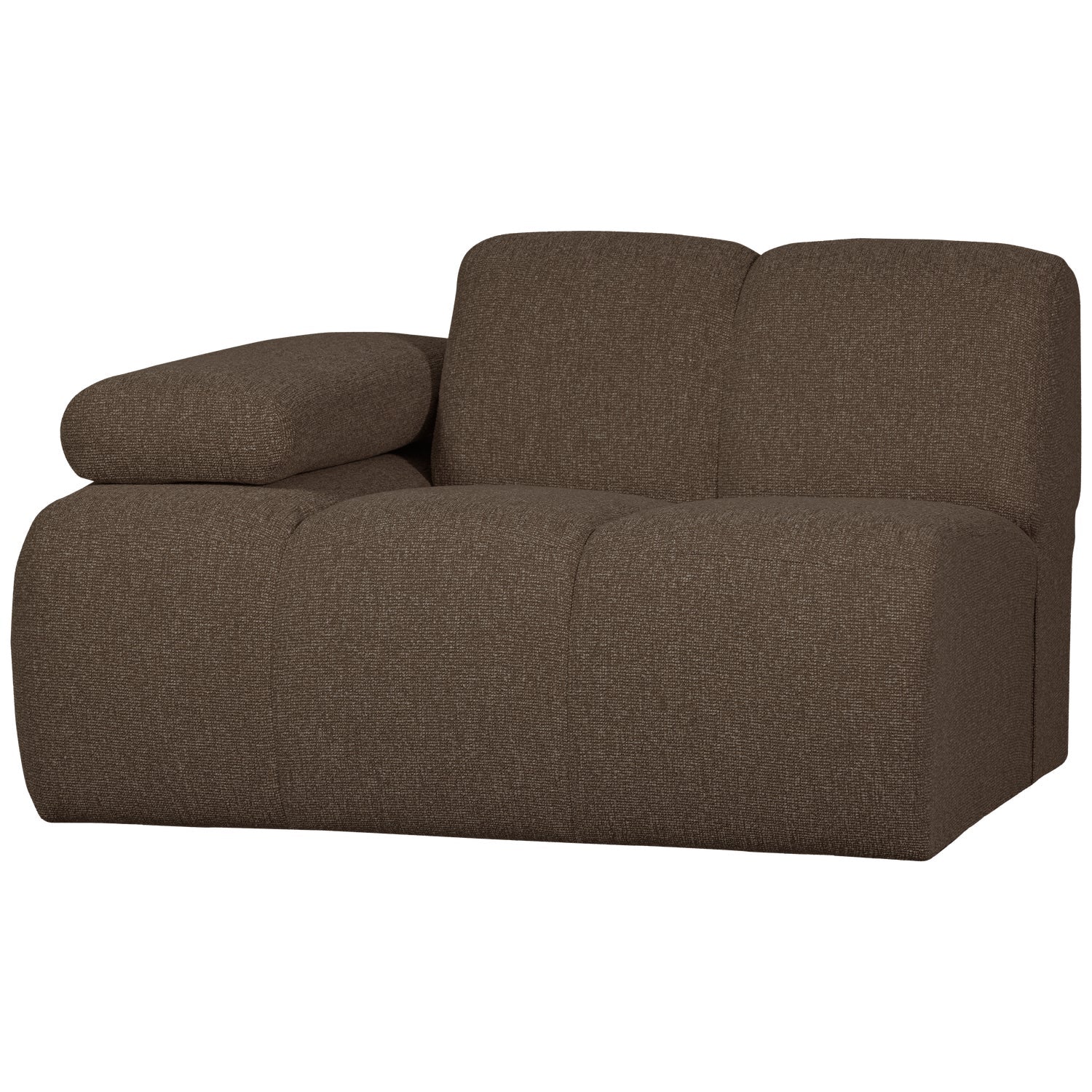 Modulaire bank MOJO - linker element donkerbruin bouclé