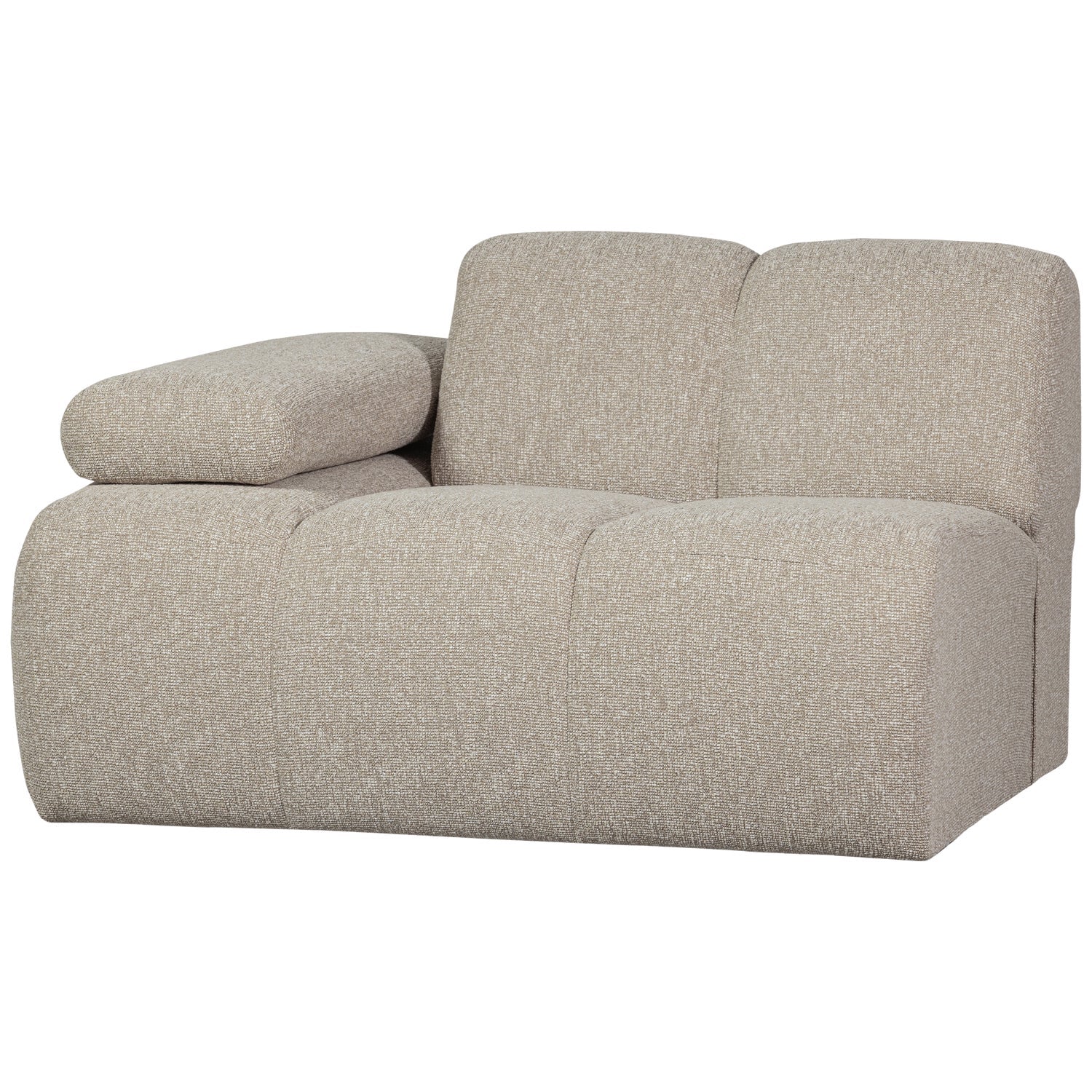 Modulares Sofa MOJO - linkes Element in beigem Mélange Bouclé
