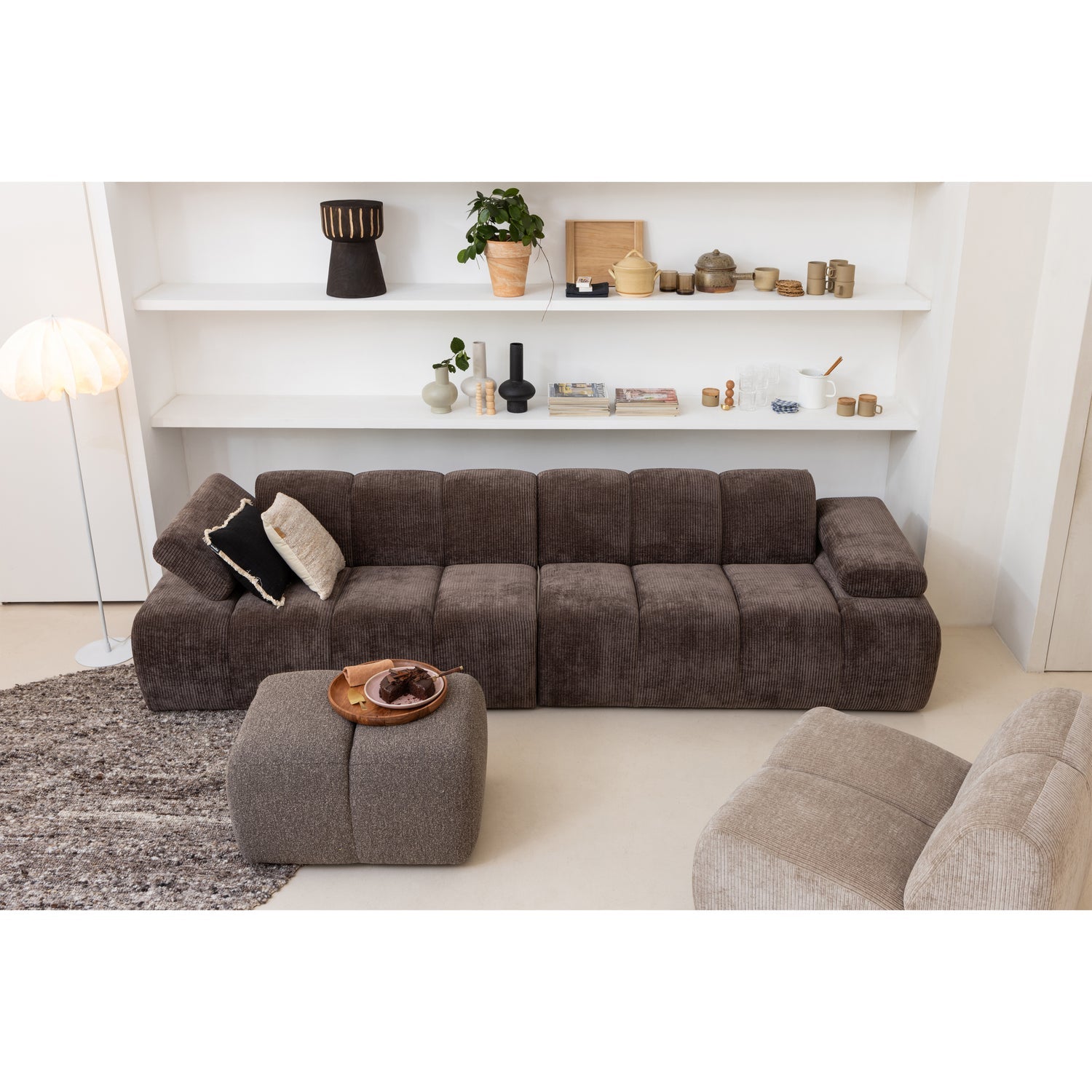 MOJO modular sofa - 1.5-seater left-sided dark brown corduroy element