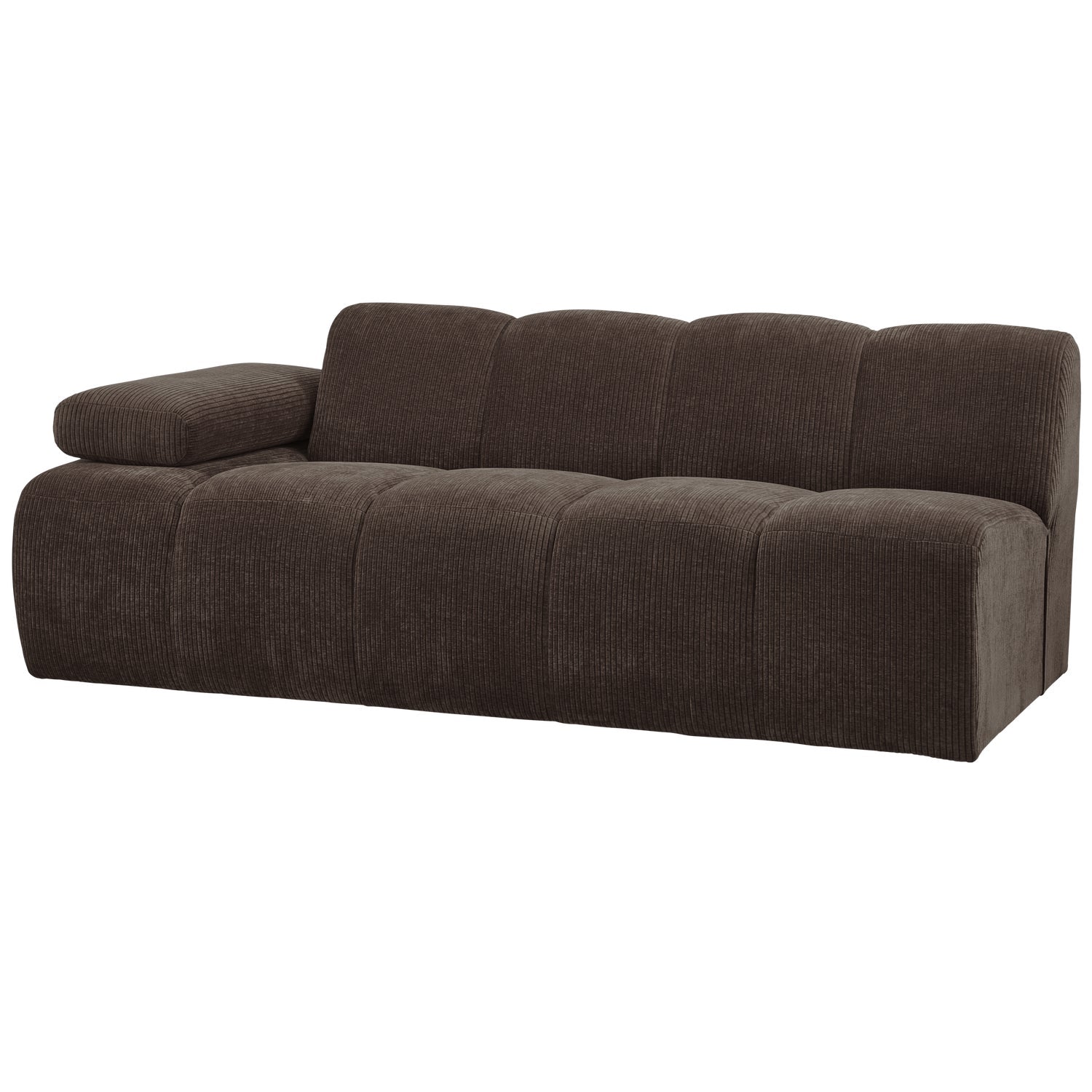 Modulares Sofa MOJO - 2-sitziges Element linksseitig in dunkelbraunem Cord