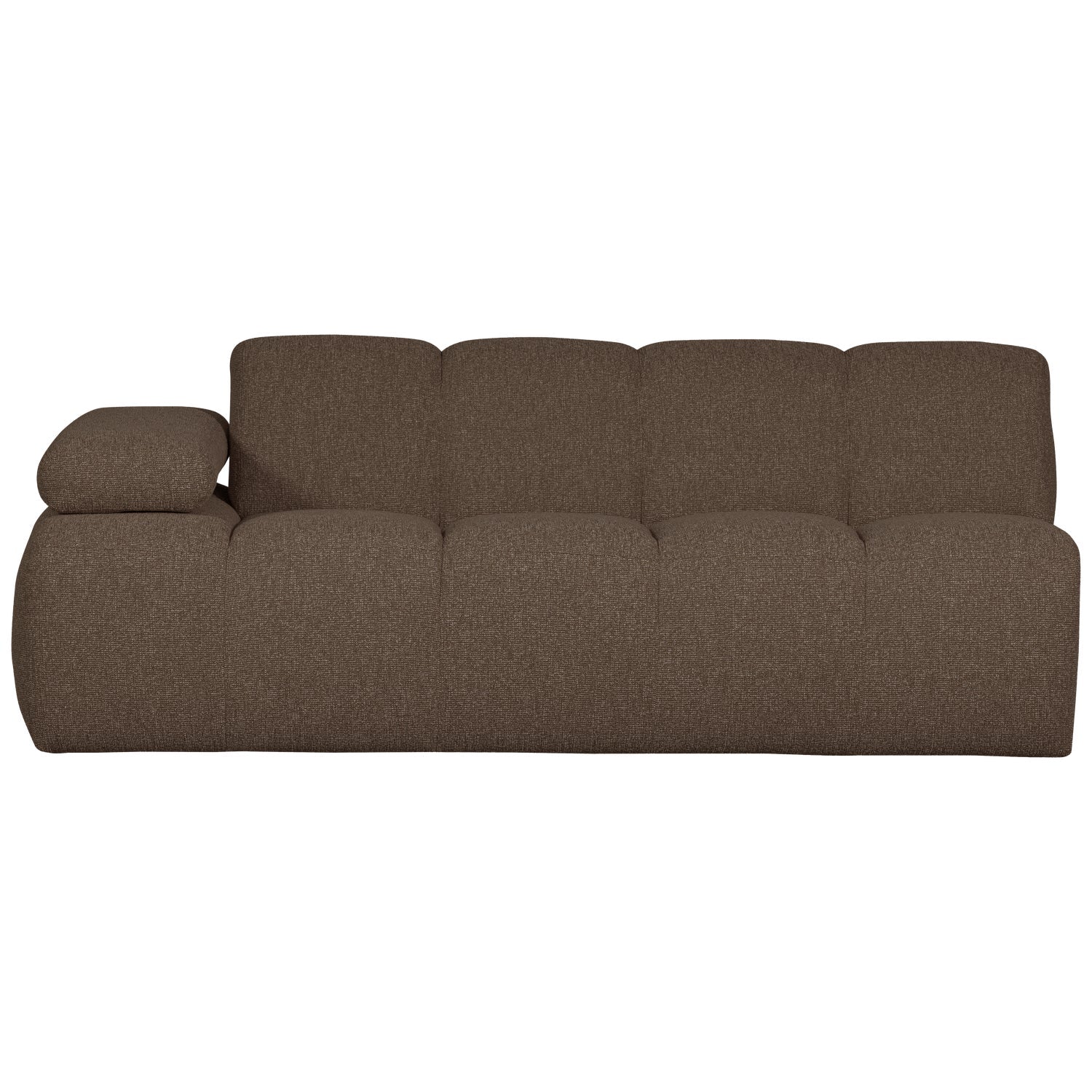 Modulares Sofa MOJO - 2-sitziges Element linksseitig in dunkelbraunem Bouclé
