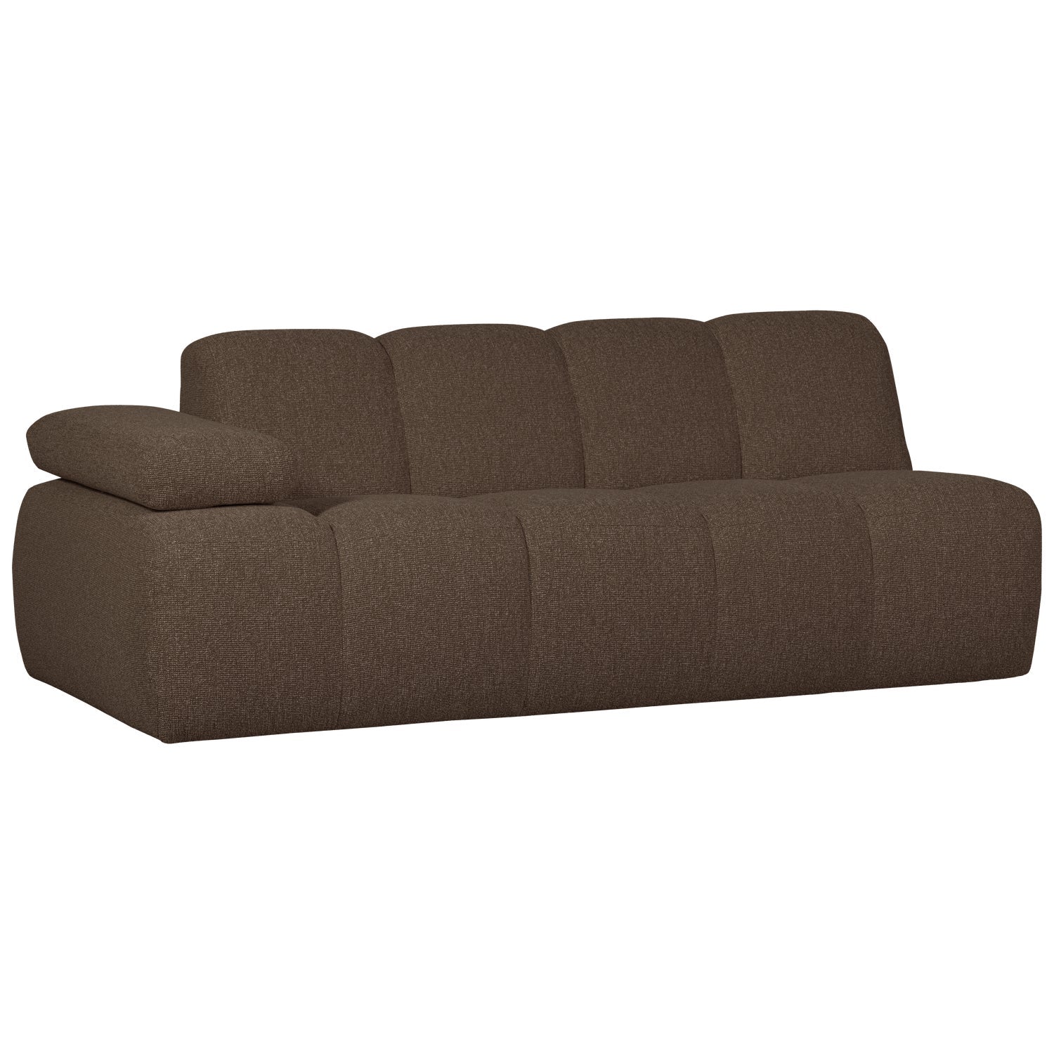 Modulares Sofa MOJO - 2-sitziges Element linksseitig in dunkelbraunem Bouclé